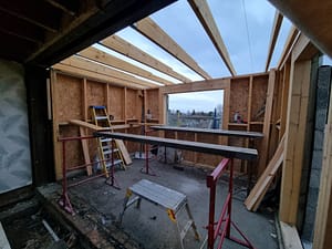 The build is starting to take shape slowly but surely. This will be the extended kitchen, very spacious and wheelchair accessible for Miss Keira.
